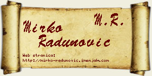 Mirko Radunović vizit kartica